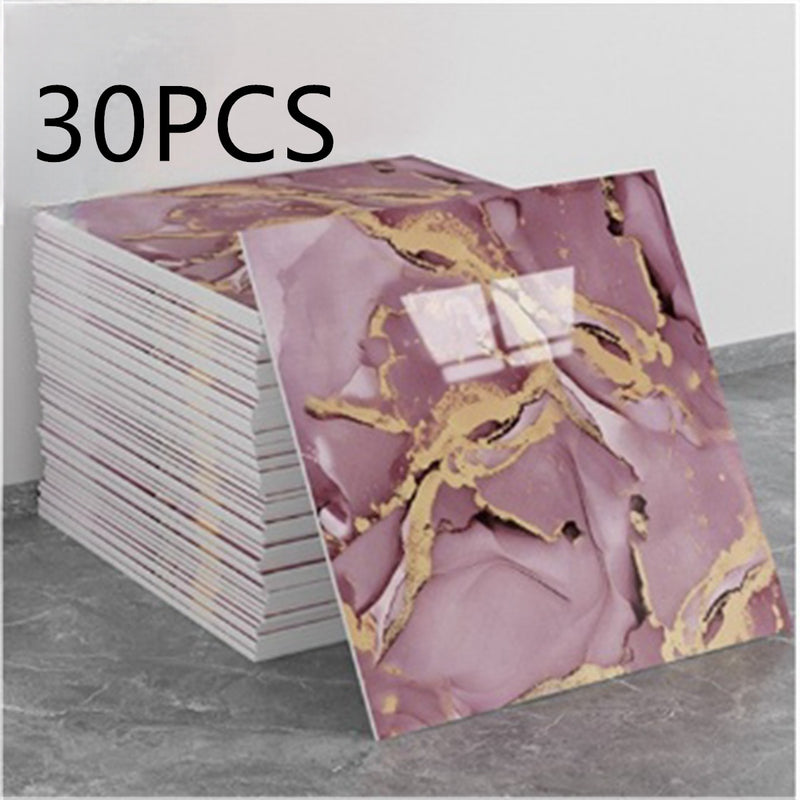 30pcs Marble Wall Stickers - Self-Adhesive Foam Panels, Thickened Design Vinyl Wallpaper for Bathroom, Living Room, Kitchen, Bedroom Renovation - Easy Peel & Stick Home Decor, Wall Stickers for Walls, Kitchen Makeover, Elegan
