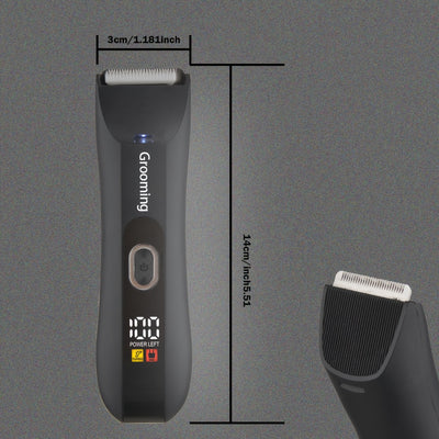 Men's & Women's Body Hair Trimmer, Men’s Groin Shaver with IPX5 Waterproof Rating and R-Sharp Ceramic Blade Head, 2 Size Combs Included. USB Rechargeable Electric Grooming Kit for Chest, Legs, Underarms Bikini Area – LED