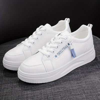 Women's Platform Sneakers, Casual Lace Up Outdoor Shoes, Comfortable Side Zipper Design Low Top Shoes