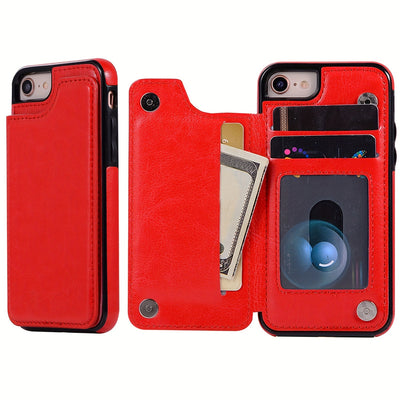 جراب iPhone قابل للطي من الجلد الصناعي عالي الجودة مع فتحات للبطاقات وحامل مقاوم للصدمات متوافق مع موديلات مختلفة بما في ذلك X XR XS Max 11 pro 12 pro 13 pro 14 15 16 SE 6 7 8 plus