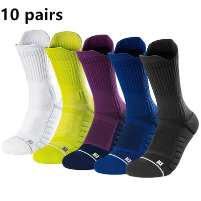 3/6/10 Double Large Size Thick Autumn And Winter Warm Pressure Relief Shockproof Non-Slip Sports Socks for Basketball, Football, Running, And Hiking for Men