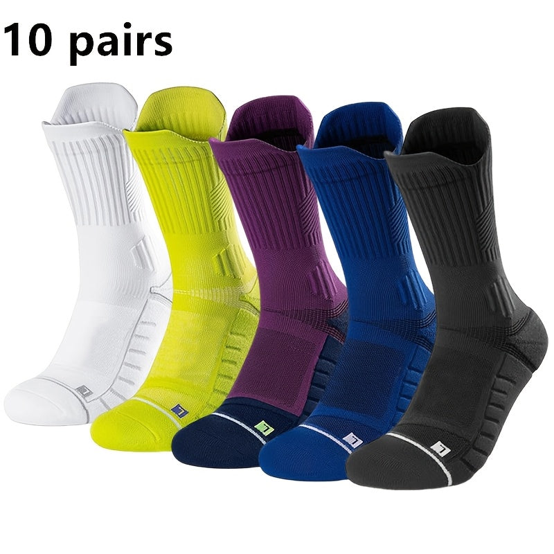 3/6/10 Double Large Size Thick Autumn And Winter Warm Pressure Relief Shockproof Non-Slip Sports Socks for Basketball, Football, Running, And Hiking for Men