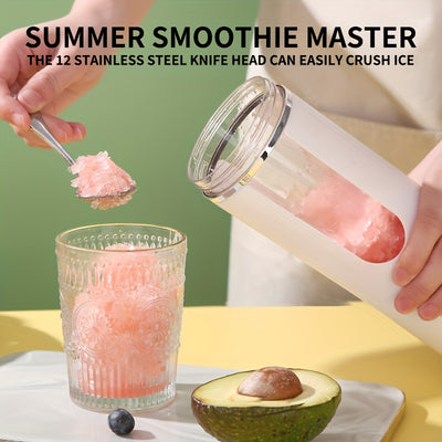 530ml USB Rechargeable Portable Juice Blender with LED Display - 7.4V Powerful Ice Crushing, Fresh Fruit & Vegetable Juicer, Compact Design for Smoothies, Nutritional Drinks, Home & Travel Use, Portable Juicer, Healthy Bevera