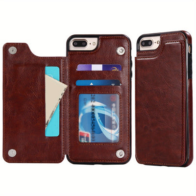 جراب iPhone قابل للطي من الجلد الصناعي عالي الجودة مع فتحات للبطاقات وحامل مقاوم للصدمات متوافق مع موديلات مختلفة بما في ذلك X XR XS Max 11 pro 12 pro 13 pro 14 15 16 SE 6 7 8 plus