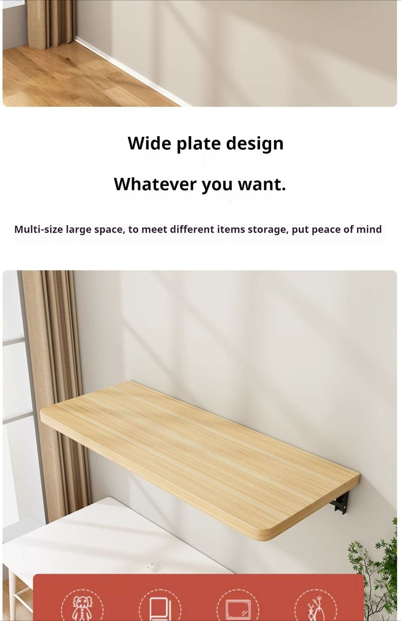 Space-Saving White Wooden Wall-Mounted Folding Desk - Adjustable & Foldable Computer Monitor and Laptop Stand with Cork Material, Ideal for Home & Office Organization, Perfect for Kitchen, Dorms