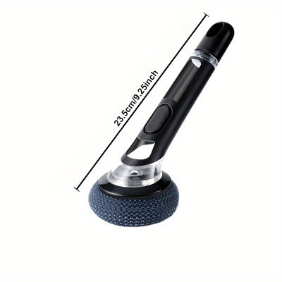 1pc Pot Brush with Handle, Cleaning Brush with Soap Dispenser, Non-Electric Plastic Kitchen Brush for Pans, And Bowls, Easy-To-Clean Steel Wool Brush for Non-Stick Pans And Stove Sink Decontamination