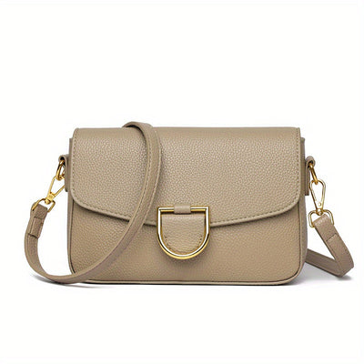 1pc Women's Top-Grain Cowhide Leather Crossbody Bag - Minimalist Square Design with Golden-Tone Hardware, Adjustable Strap & Zipper Closure, Beige/Tan/Black/Green - Casual Everyday Purse for Commuting, Work & Travel, Durable