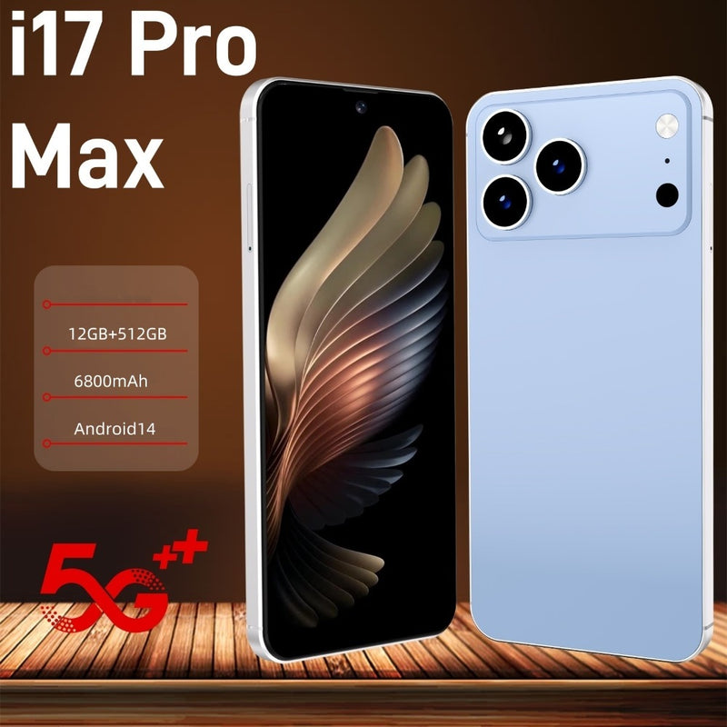 I17 Pro Max The global version of the smartphone, equipped with the Android 14 system, features a 6.8-inch high-definition screen, 12GB of RAM and 512GB of storage space, 72MP + 108MP cameras. It is a mobile smartphone.
