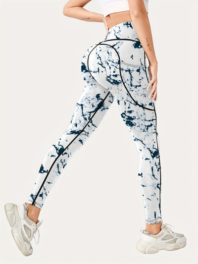 3pcs High-Waist Tummy Control Yoga Leggings with Pocket - Butt Lifting, Stretchy Sports Pants in Vibrant & Subdued Print for Women