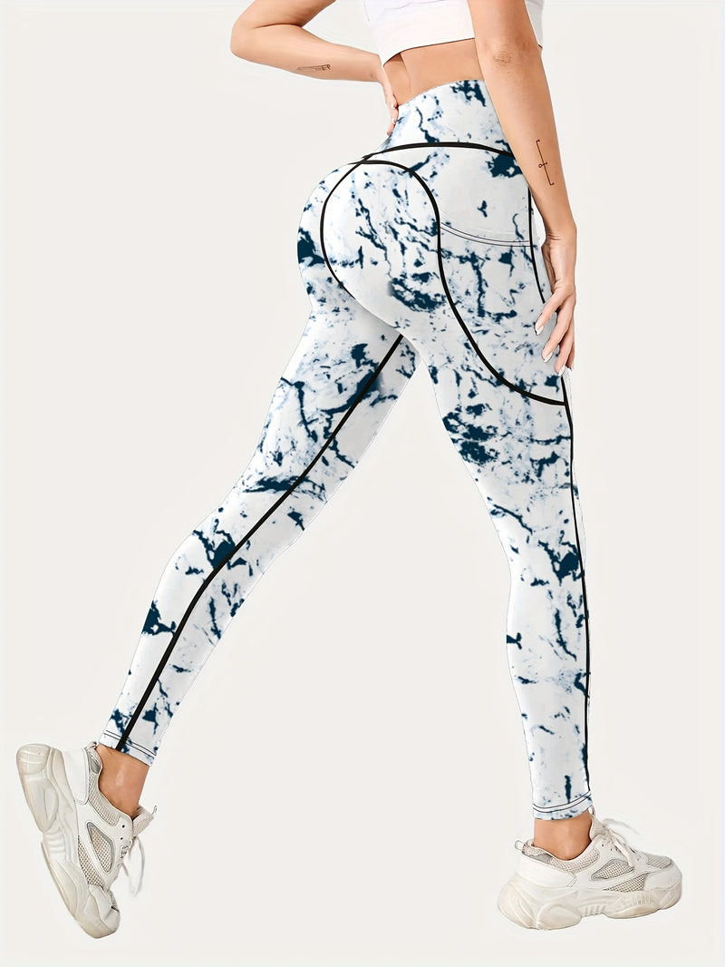 3pcs High-Waist Tummy Control Yoga Leggings with Pocket - Butt Lifting, Stretchy Sports Pants in Vibrant & Subdued Print for Women