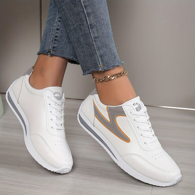Women's Simple Platform Sneakers, Casual Lace Up Outdoor Shoes, Comfortable Low Top Shoes