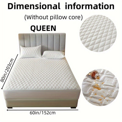 2/3pcs Set of Quilted Waterproof Bed Cover in Multiple Colors, Waterproof Mattress Protector, Bed Cover And Pillowcase Set, Non-Slip Full Coverage Bed Cover.