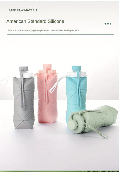 Foldable Silicone Insulated Tumbler - Large Capacity, Portable Water Bottle with Lid and Strap, Ideal for Outdoor, Travel, and Sports Use, Hand Wash Only, Outdoor Hydration|Foldable Water Bottle|Durable Insulation