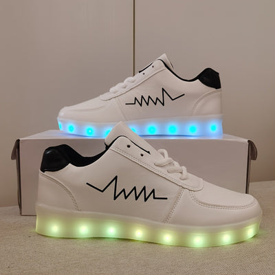 Women's Colorful Luminous Sneakers, Lace Up Low-top Lightweight Outdoor Shoes, Casual Sporty Footwear