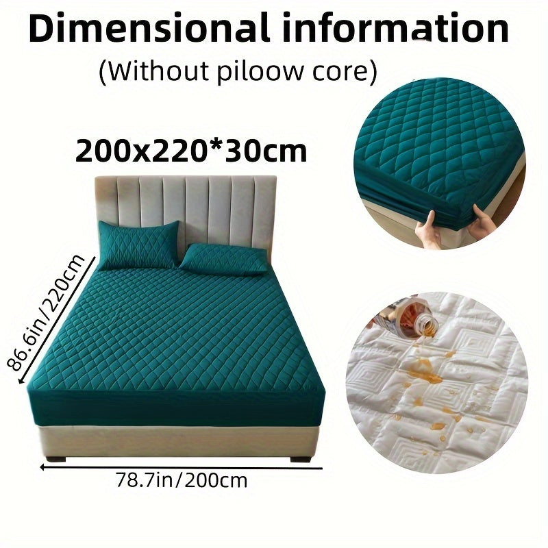 2/3pcs Set of Quilted Waterproof Bed Cover in Multiple Colors, Waterproof Mattress Protector, Bed Cover And Pillowcase Set, Non-Slip Full Coverage Bed Cover.