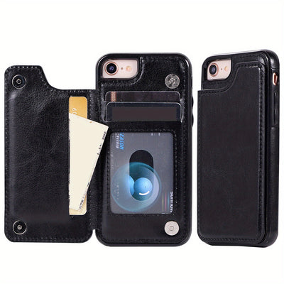 جراب iPhone قابل للطي من الجلد الصناعي عالي الجودة مع فتحات للبطاقات وحامل مقاوم للصدمات متوافق مع موديلات مختلفة بما في ذلك X XR XS Max 11 pro 12 pro 13 pro 14 15 16 SE 6 7 8 plus