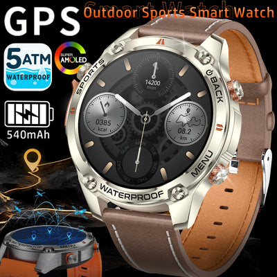 New high-precision GPS smart watch, 1.46-inch HD display, 540mAh battery/super long battery life, sports track display, more than 100 sports modes, 5ATM High Quality, compass, altimeter, all-zinc alloy body suitable for outdo
