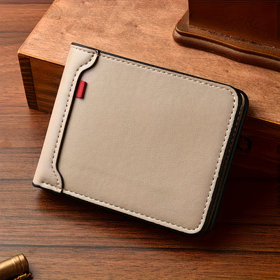 Men'S Slim Business Wallet - Minimalist Design with Multiple Card Slots, ID Window & Cash Compartment - Compact Travel Organizer - Durable Faux Leather Material - Ideal Gift for Professionals, Fathers, Husbands - Perfect for