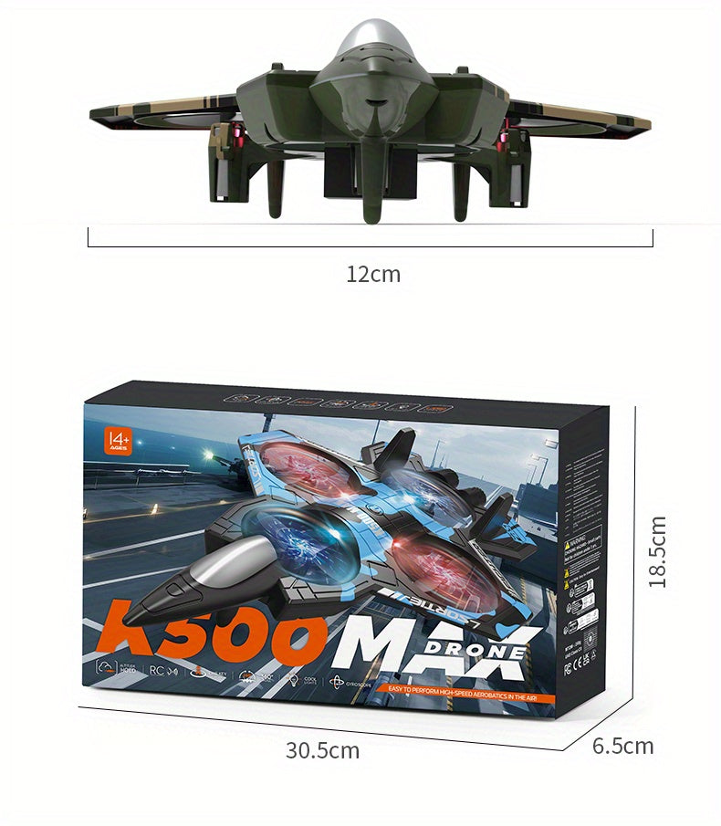 K500MAX RC Drone with 360° Flips, Throw Start, Altitude Hold, One-Key Speed Switch, Crash Resistant Design, RGB Lights, Headless Mode, 6-8 Minute Battery Life, 3m/s Max Speed, Usb Charging, Outdoor Flying, Stunt Enthusiasts,