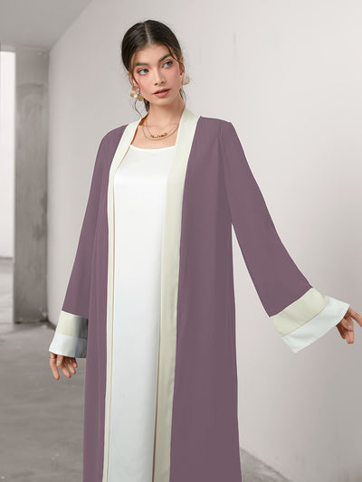 Cozy Comfort, Elegant Black and Cream Long Robe with Ruffle Sleeves - Polyester, Machine Washable, Casual Style for Women - Perfect for Spring/Summer/Fall