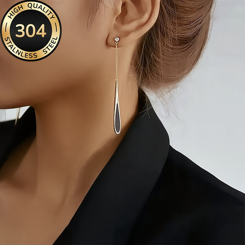 Hypoallergenic Stainless Steel Golden-Tone Teardrop Earrings, Fade-Resistant, Comfortable and Elegant, High-Quality Fashionable Women&