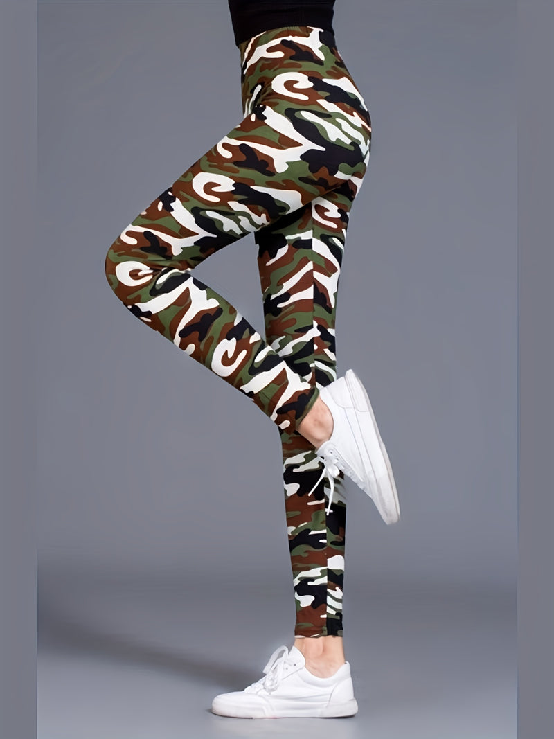 بنطلون ليجنز نسائي مطبوع عليه زهور، بنطلون رياضي كاجوال بخصر مرتفع