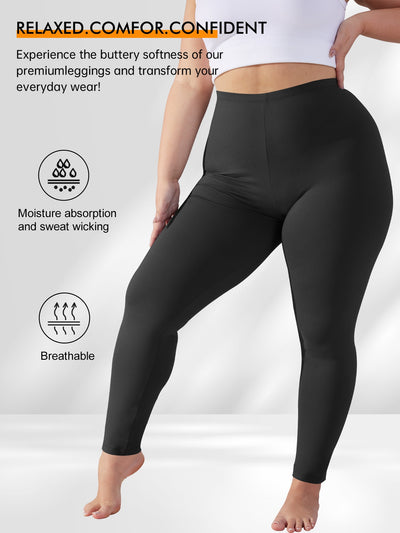 [Stretchy Leggings] Stretchy High-Waist Plus Size Women's Cropped Leggings | Tummy Control, Green, 9/10th Length - Perfect for Yoga & Multiple Sports, Summer New Arrival