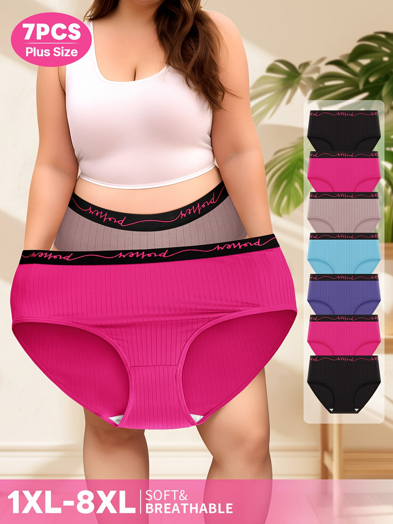 7pcs Pack Plus Size Underwear, Oversized Women&
