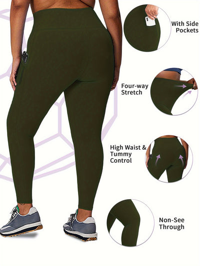 Women'S High-Waist Yoga Leggings with Side Pockets - Stretchy, Tummy Control, Sculpting Design, Black, Slim Fit, High Waisted, Perfect for Sports & Casual Wear, Workout Leggings | Slim Fit Leggings | High Waisted Legging