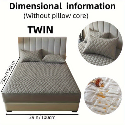 2/3pcs Set of Quilted Waterproof Bed Cover in Multiple Colors, Waterproof Mattress Protector, Bed Cover And Pillowcase Set, Non-Slip Full Coverage Bed Cover.