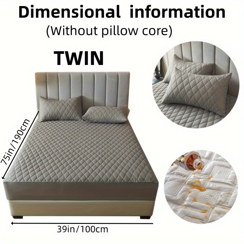 2/3pcs Set of Quilted Waterproof Bed Cover in Multiple Colors, Waterproof Mattress Protector, Bed Cover And Pillowcase Set, Non-Slip Full Coverage Bed Cover.