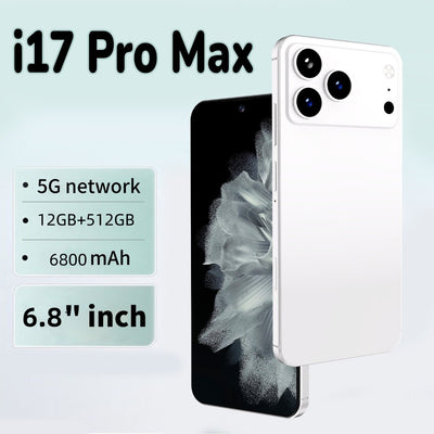 I17 Pro Max The global version of the smartphone, equipped with the Android 14 system, features a 6.8-inch high-definition screen, 12GB of RAM and 512GB of storage space, 72MP + 108MP cameras. It is a mobile smartphone.