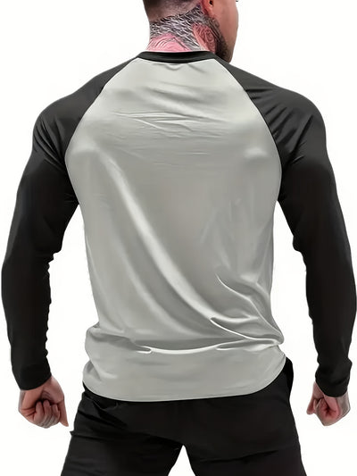 Men's Athletic Compression Long Sleeve T-Shirt - Quick-Dry, Breathable, with Graphic Print, Crew Neck, Stretch Fabric - Ideal for Running, Gym & Sports Activities, Gym Clothes