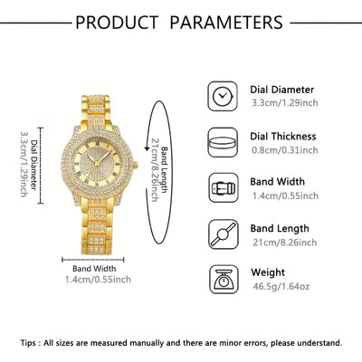 5pcs Luxury Women's Quartz Watch and Jewelry Set - Elegant Rose Golden-Tone Square Bezel, Interlocking Link Bracelet, -Accented Dial, Heart-Shaped Locket & Matching Earrings - Glamorous Gift Box Included, Perfect for Casual A