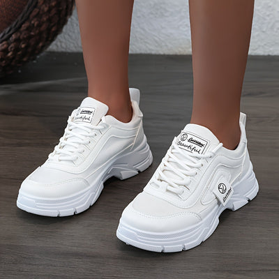 Women's Platform Sneakers, Fashion Lace Up Outdoor Shoes, Women's Comfortable Low Top Shoes