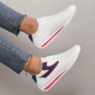 Women's Simple Platform Sneakers, Casual Lace Up Outdoor Shoes, Comfortable Low Top Shoes