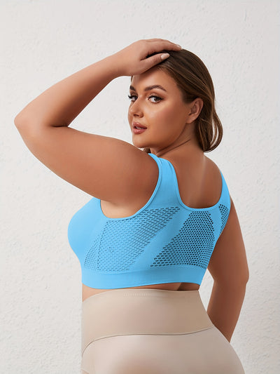 ZIMI COLLECTION Women's Plus Size High-Elasticity Sports Bra - Seamless Wireless Workout Top, Double Layer Support No Padding Needed, Non-Transparent Gym Yoga Running Bra for Everyday & Athletic Activities - All-Season Active