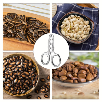 Stainless Steel Nutcracker Pliers, Durable Metal Seed Sheller & Walnut Cracker, Multi-Function Kitchen Tool