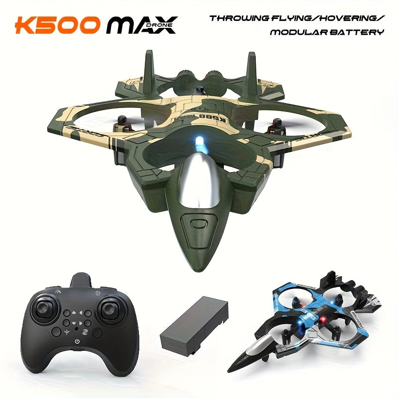 K500MAX RC Drone with 360° Flips, Throw Start, Altitude Hold, One-Key Speed Switch, Crash Resistant Design, RGB Lights, Headless Mode, 6-8 Minute Battery Life, 3m/s Max Speed, Usb Charging, Outdoor Flying, Stunt Enthusiasts,