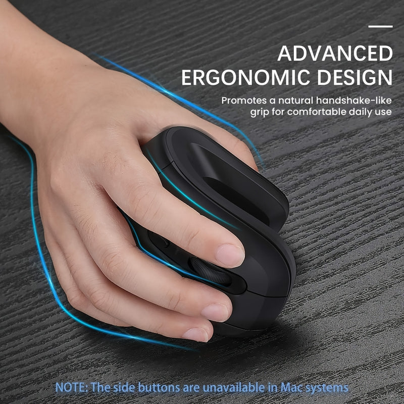 XNOIK Vertical Ergonomic Wireless Mouse - 2.4GHz, 1200-3200 DPI, 6-Button Ultra-Quiet Design, 3-Device Connectivity for PC/Laptop/Windows, Durable Plastic (Battery Not Included), Wireless Mouse for Laptop