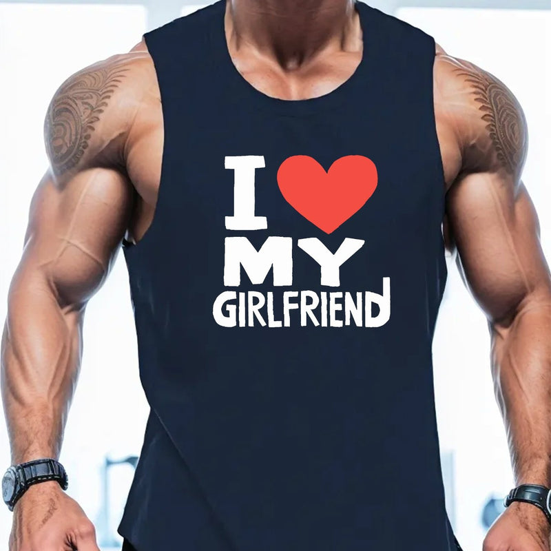 Plus Size, I Love My Girlfriend Print Men&