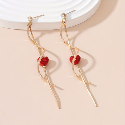 Spiral Lines Black Heart Design Dangle Earrings Elegant Cute Style 18K Gold Plated Jewelry Valentine's Day Gift