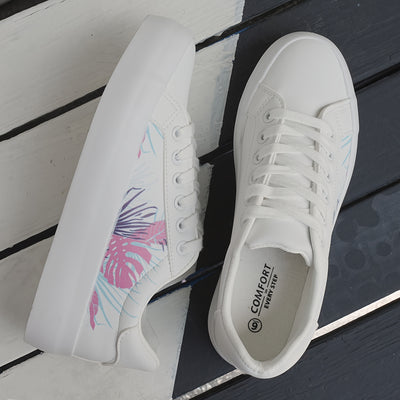 Women's Simple Platform Sneakers, Casual Lace Up Outdoor Shoes, Comfortable Low Top Shoes