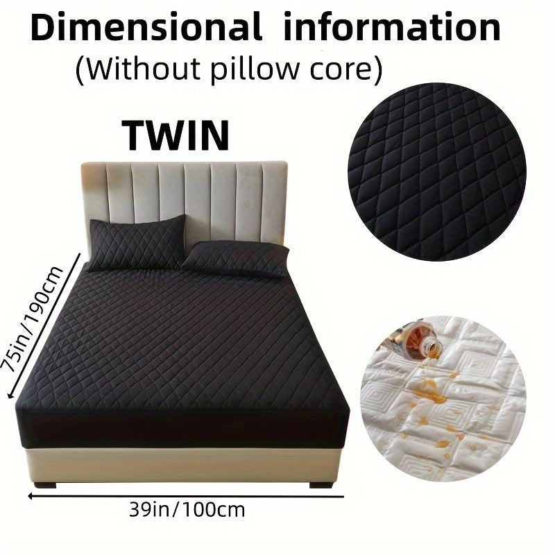 2/3pcs Set of Quilted Waterproof Bed Cover in Multiple Colors, Waterproof Mattress Protector, Bed Cover And Pillowcase Set, Non-Slip Full Coverage Bed Cover.