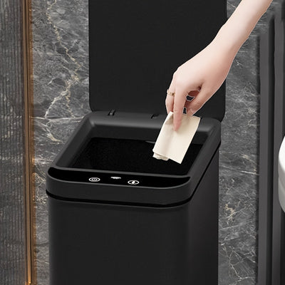 Automatic Trash Can, Smart Toilet Trash Bin, 2pcs/1pc Smart Sensor Trash Can, Black Gray White Household Trash Can, 11L/2.91 Gallon Motion Sensor Trash Bin for Kitchen and Office, Plastic Waste Paper Box with Smart Sensor Sui