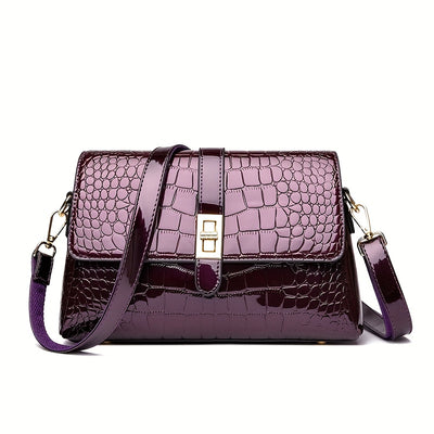 OGEHUAFEE Women'S Elegant Snake Print Synthetic Shoulder Bag - Detachable Strap, Button Closure, Nylon Lining, Black/Green/Burgundy for Casual & Formal Occasions, Versatile Crossbody Purse, Evening Handbag, Sophisticated Acce