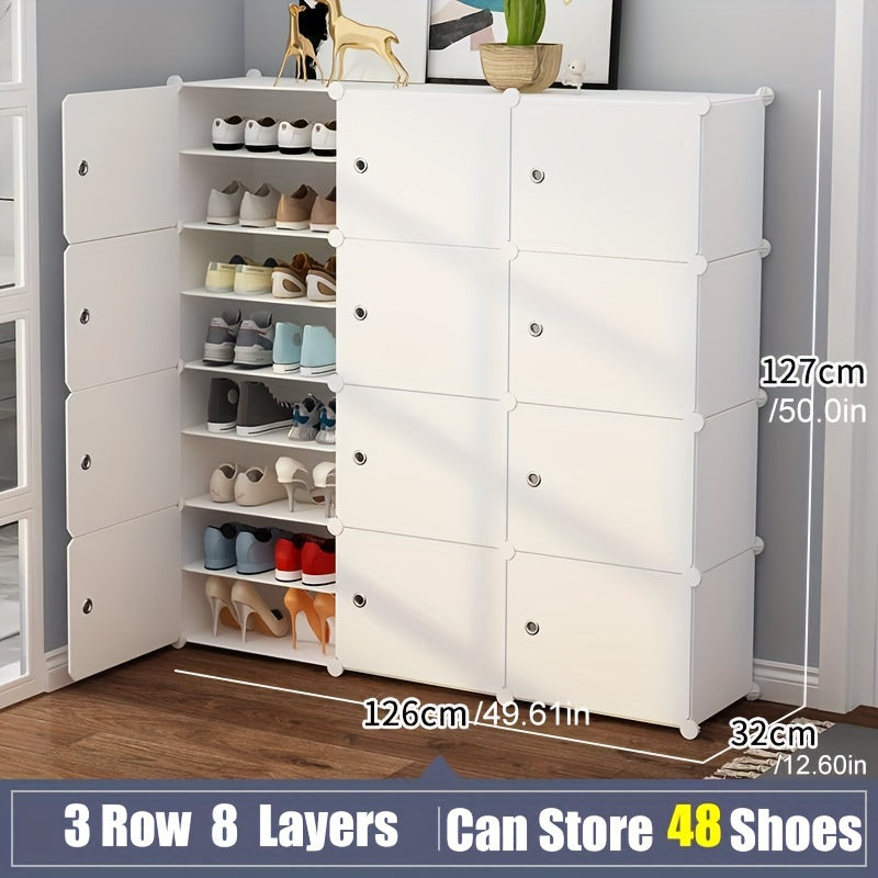 Expandable Shoe Rack with Doors - Portable Organizer for 8-60 Pairs of Shoes, Boots & Slippers - No Assembly Required