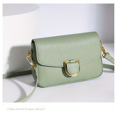 1pc Women's Top-Grain Cowhide Leather Crossbody Bag - Minimalist Square Design with Golden-Tone Hardware, Adjustable Strap & Zipper Closure, Beige/Tan/Black/Green - Casual Everyday Purse for Commuting, Work & Travel, Durable