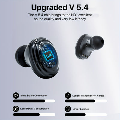 Bluetooth headphones V 5.4 version, lightweight headphones, deep bass effect, built-in microphone, clear calls, suitable for exercise.