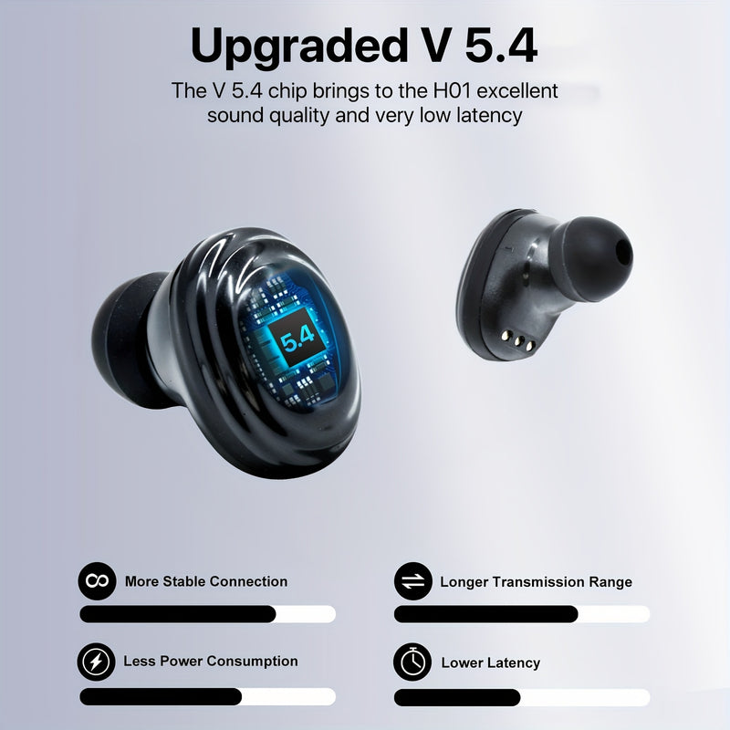 Bluetooth headphones V 5.4 version, lightweight headphones, deep bass effect, built-in microphone, clear calls, suitable for exercise.